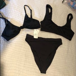 Black high waisted bikini with two tops